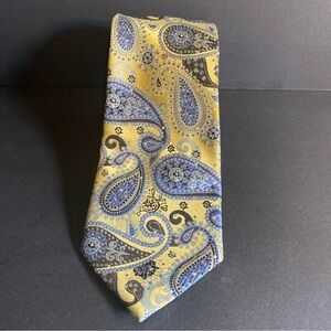 Lord‎ R Colton Yellow Blue Paisley Jacquard Woven 100% Silk Neck Tie